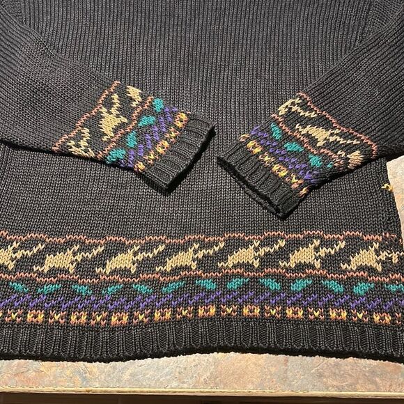 Reference Point Medium Knit Grandma Sweater Asian Flowers - Picture 7 of 7